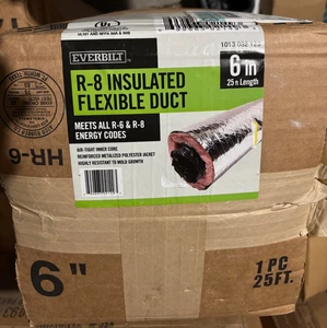 Everbilt R8 aislado 6 pulgadas x 25 pies conducto flexible, chaqueta plateada, núcleo hermético - Imagen 1 de 4