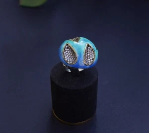 Anello Cocktail Smalti Argento 925 Unico Da Collezione - Foto 1 di 4