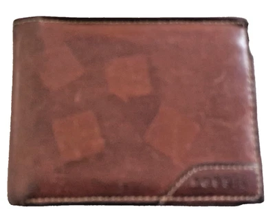 Fossil F54 men brown leather bifolding wallet 8 credit card slots - image 1 of 4