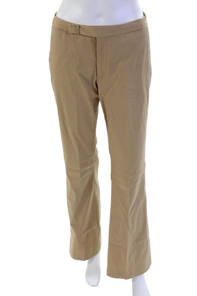 Pantalones rectos plisados de tiro medio con cremallera marrón talla 6 Rebecca Taylor para mujer Foto 1 de 4