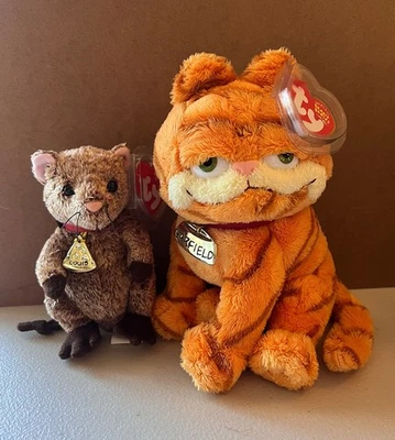 TY Beanie Babies Garfield LOT x2 Louis Movie Versions MWTs - Image 1 of 4