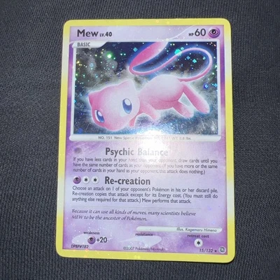 Holo Bleed Error Mew Lv.40 Holo Card 15/132 DP Mysterious Treasures HEAD SWIRL🍥 - Image 1 of 4