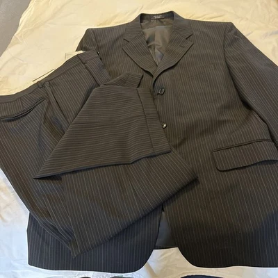 Jones New York 40R 38x32 Hombres Negro Rayas 2 Piezas Traje Chaqueta Pantalones Usado en Excelente Condición Foto 1 de 4