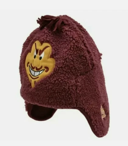 Arizona State Mascot Sparky The Sun Devil Fuzzy Plush Tassel Beanie Winter Hat Cover