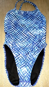 girls JOLYN 1 PC SWIM SWIMMING SUIT blue white LINED 14/16 SUPER COND! - Picture 1 of 2