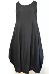 NWT Gerties Eleven Stitch Black Crinkle Rayon/Nylon Lantern Hem Dress-XS/S - Picture 1 of 14
