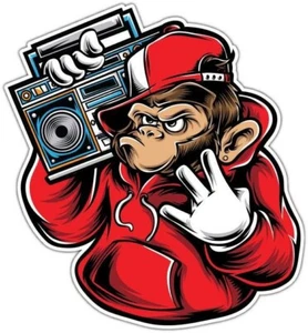 Funny Hat Ape Monkey Rap Gorilla Music Car Bumper Window Sticker Decal 4"X5" - Bild 1 von 1