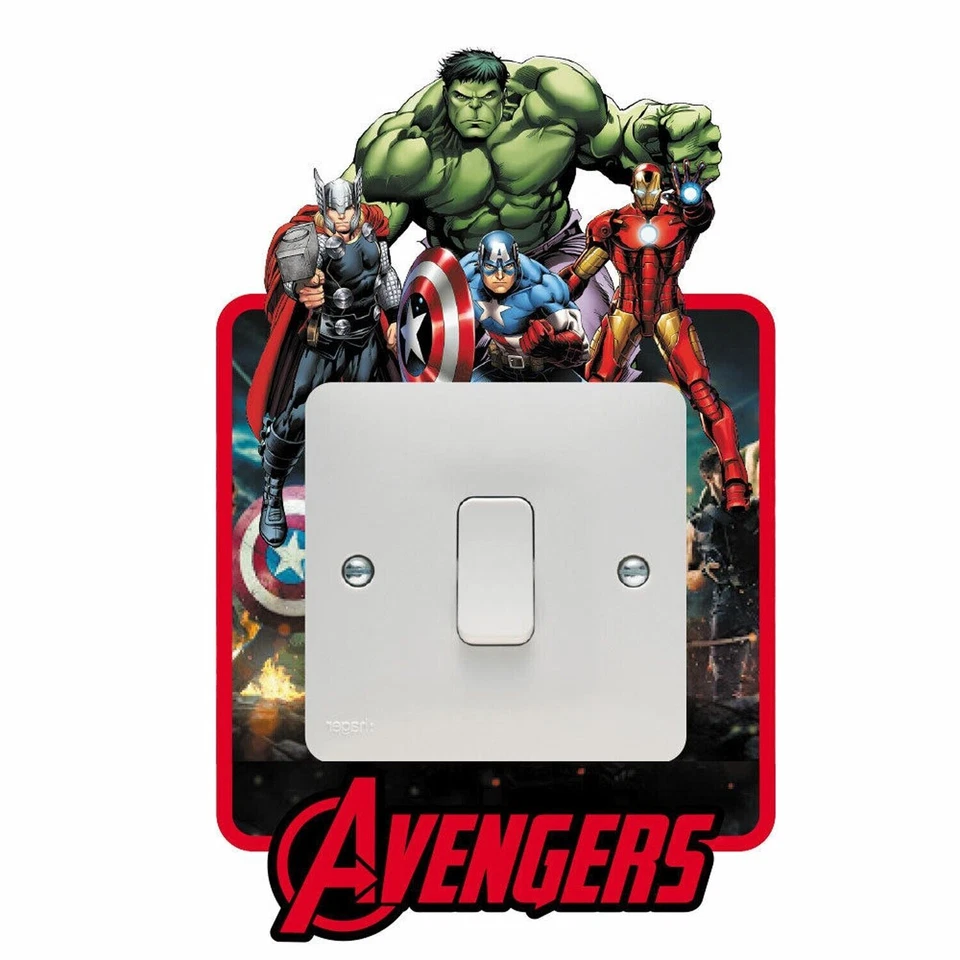 AVENGERS MARVEL LIGHT SWITCH SURROUND STICKER DECAL KIDS BOYS GIRLS BEDROOM - Image 1 of 1
