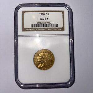 1910 Gold Indian $5 NGC MS62 🇺🇸 Beautiful Coin!