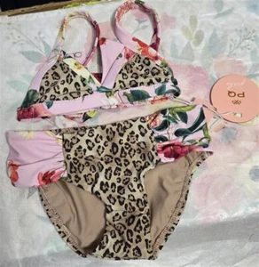 NWT PQ PIlyq 6 Leo Nina Triangle Mix Up Girls Bikini 118563 - Picture 1 of 6