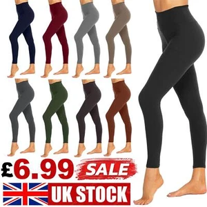 New Womens High Waist Leggings Warm Winter Fleece Legging Stretchy Tummy Control - Picture 1 of 61
