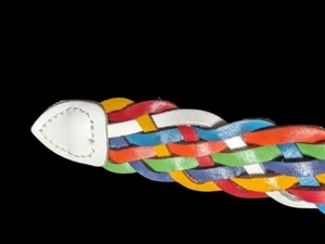 Leather Belt Colorful Braided Guatemala Small Rainbow Vintage Dopamine Dressing - Picture 1 of 9