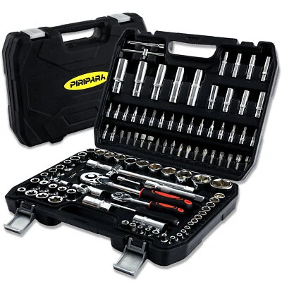 108Pcs Mechanics Tool Set Kit 6-Point Socket Ratchet Wrench Set Repair Tool Case - Image 1 of 4
