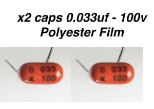 X2 Condensatori 0.033uF - 100v - 10% - Poliestere Rivestito - Chitarra,Bassa,Amp - Picture 1 of 2