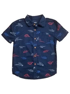 Sonoma Boys Blue With Dinosaurs Short Sleeve Button-Down Shirt Size 5 - Picture 1 of 1