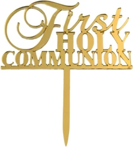 First Holy Communion Acrylic Gold Cake Topper Holy Communion Baptism Christening - Picture 1 of 12