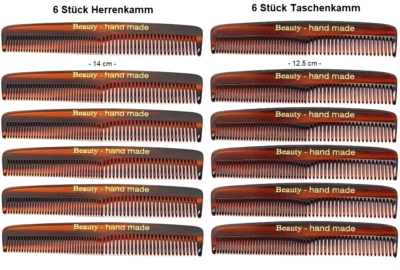 MARKENLOS 2 / 6 x Herrenkamm Taschenkamm Stylen Haar Frisur Haarkamm Herren Damen handmade