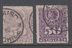Chile 1878-99 50c Lilac & 50c Violet Used. Scott 34 & 35 - Picture 1 of 1