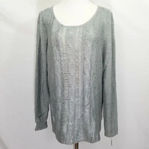 Suéter para mujer Maison Jules gris plateado manga larga talla XL NUEVO - Imagen 1 de 8