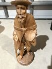 Carved Wooden Figurine Man With Walking Stick 21