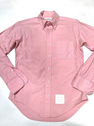 Bel panno Oxford! Camicia Oxford Thom Browne rosa tinta unita in tessuto_taglia 2