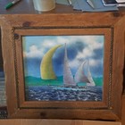 Lovely Framed Painting On Copper Sailboat 4 Full Sails Daniel Belliard Sigal