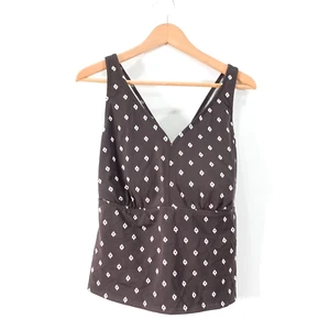 Floral Tankini Swimsuit 18W Plus Brown Padded V Neck Cross Back Beach LANDS END - Picture 1 of 10