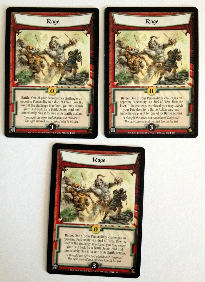 Rage (3) L5R Legend of the Five Rings CCG Winds of Change WoC - Image 1 of 1