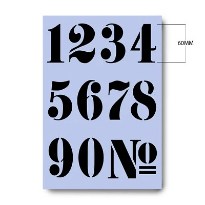 Stencil Numbers 60 mm tall French Style (2.3 inches) A4  *Free UK Delivery 008 - Image 1 of 4