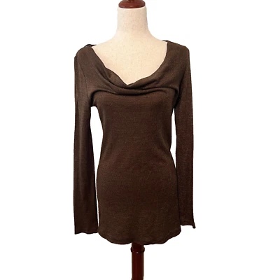 Túnica Michael Stars para mujer dorada metálica talla única cuello drapeado manga larga tejida Foto 1 de 4