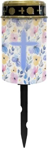 Cemetery Cross Solar Lights for Grave Floral Cemetery Solar Lights with Music No - Picture 1 of 12