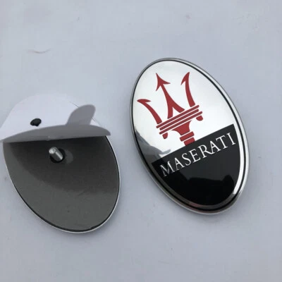 Silver/Black Front Bumper Emblem Badge Maserati Granturismo Quatrroporte Ghibli - Image 1 of 4