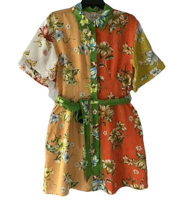 Vestido Camisa MAGASCHONI Manga Corta Estampado Floral 100% Lino Pequeño Nuevo con Etiquetas Foto 1 de 3