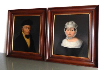 Zwei Porträts um 1820, original Rahmen - Bild 1 von 4