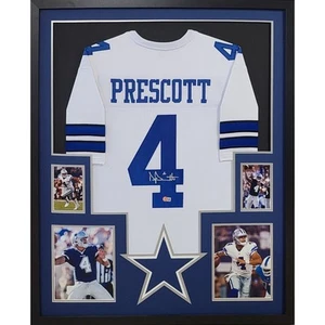 Dak Prescott Framed Signed White Jersey Beckett Autographed Dallas Cowboys - Picture 1 of 2