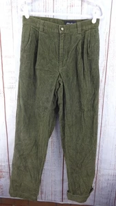 EDDIE BAUER Mens Corduroy Pants 30x32 Wide Whale Pleated Moss Green Vintage 90s - Picture 1 of 10