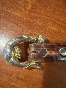 Vintage Vincenzo Sport Genuine Calfskin Alligator Print Gold Buckle Small - Picture 1 of 7