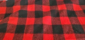 Rot & schwarz schwer kariert Büffel Karo Wollstoff 1,74 Yards x 63 Vintage - Bild 1 von 6