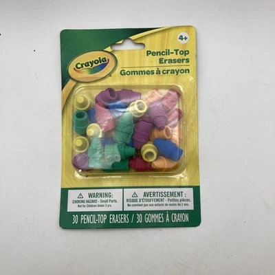 Crayola Pencil Top Erasers 30 Count Crayon Tip Red Green Yellow Blue Orange Pink - Image 1 of 4