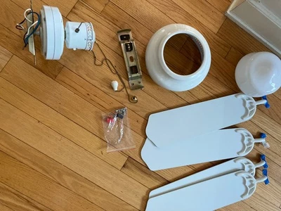 42 Inch Hugger Metal Indoor Ceiling Fan with Light, White, 4 Blades, L - Image 1 of 4