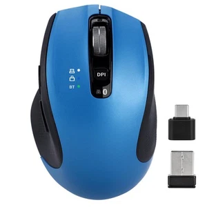 Wireless Mouse with USB-A, USB-C Receiver, Bluetooth Mouse, Rechargeable, Erg... - Picture 1 of 7