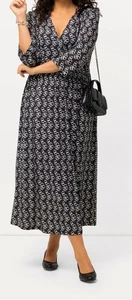 Vestido Ulla Popken para mujer mate jersey estampado sobrepelliz Imperio línea A bolsillos 32/34 - Imagen 1 de 15