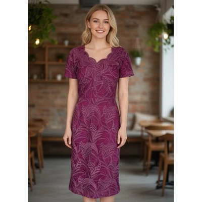 NWT JS Collections Women’s Cerise Burgundy Wine Color Scalloped Formal Dress 4 - Image 1 of 4