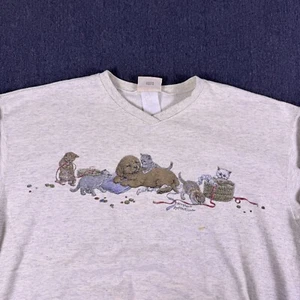 Vintage Northern Reflections Damen Sweatshirt meliert grau Hund Kätzchen Print - Bild 1 von 18