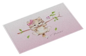 Fußmatte - personalisiert mit Ihrem Namen - viele Größen - Kleine Katze - rosa - Bild 1 von 3