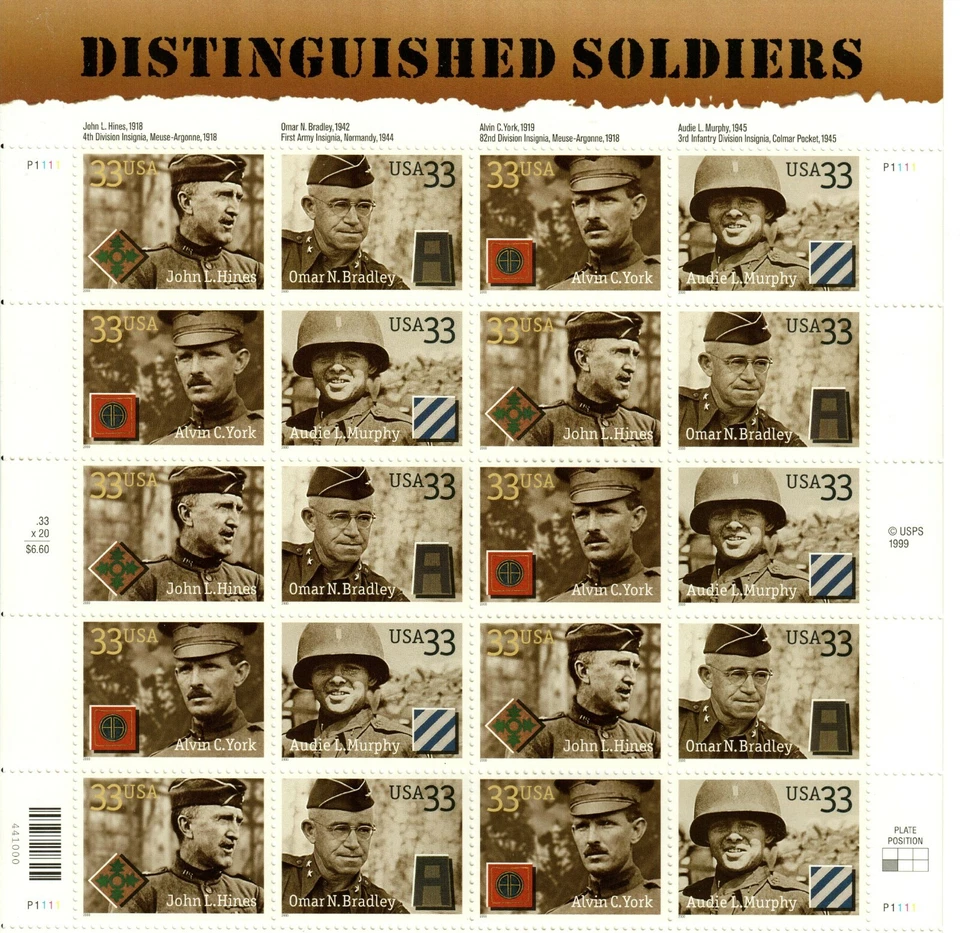 Scott 3393-96 Distinguished Soldiers  MNH Free shipping in the USA! - Image 1 of 1
