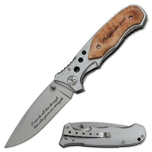 MTech Folding Knife with Engraved Philippians 4:13 Scripture