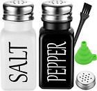 Salt and Pepper Shaker Set,Farmhouse Salt and Pepper Shakers,Vintage Glass Black