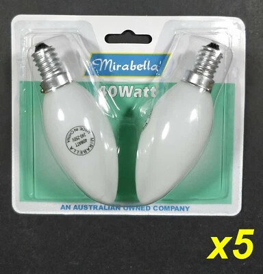 10 x 40W E14 Candle Shaped Light Globes Bulb Lamp Small Screw Incandescent Opal - Image 1 of 2