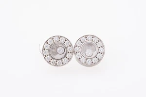 Chopard Happy Diamonds 18ct White Gold 0.38ct Circle Earrings RRP £5100 - Picture 1 of 6
